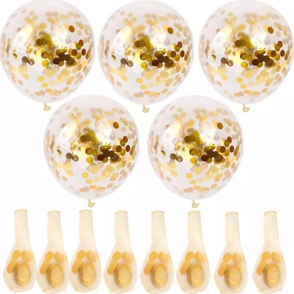 Gold confetti latex balloons